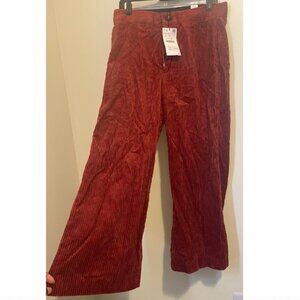 ZARA Red Corduroy Wide-Leg Pants | Size Large | NWT